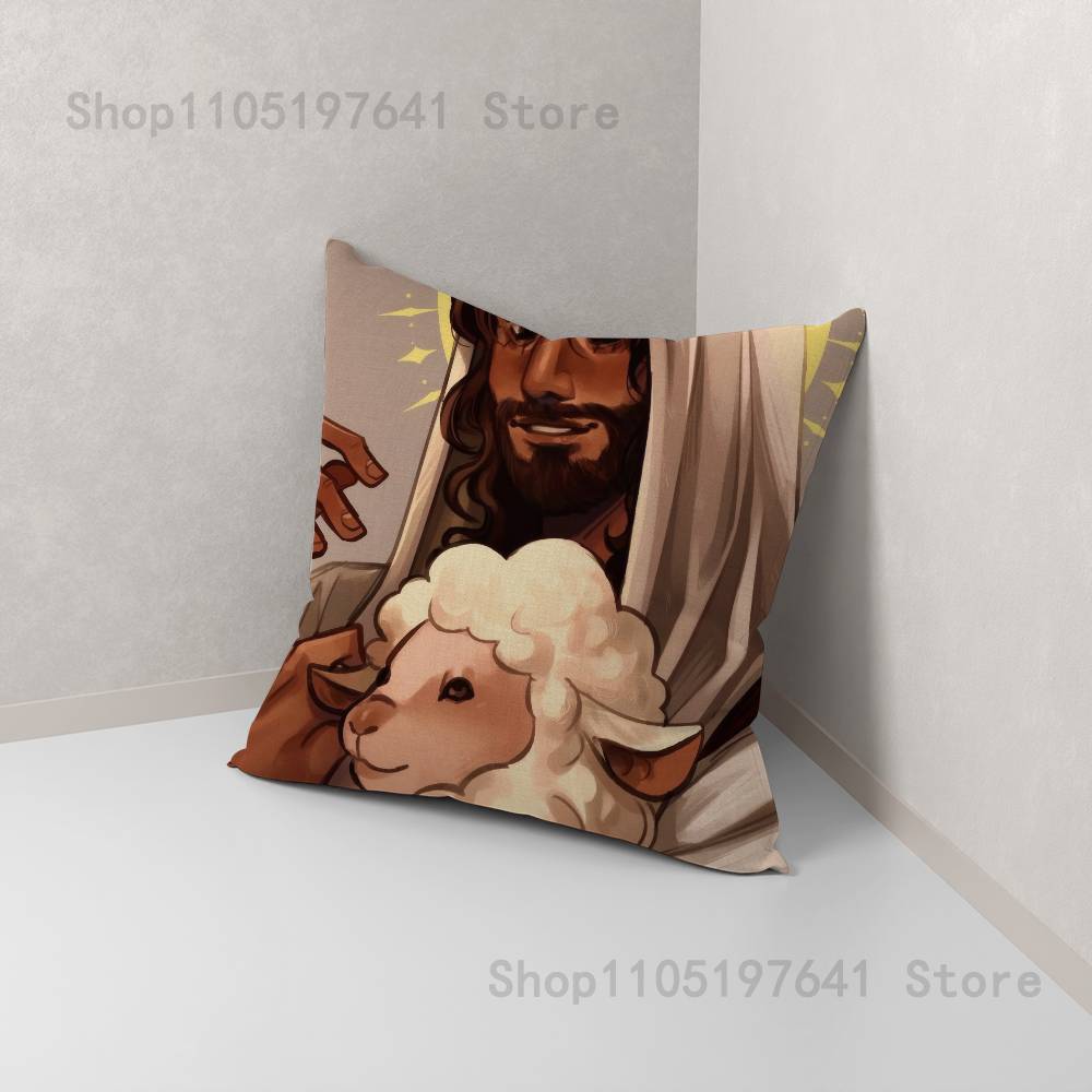 Jesus Pillow Case For Sofa Decor Car Office Room Printing Cushion Cover Decorations and Protector
