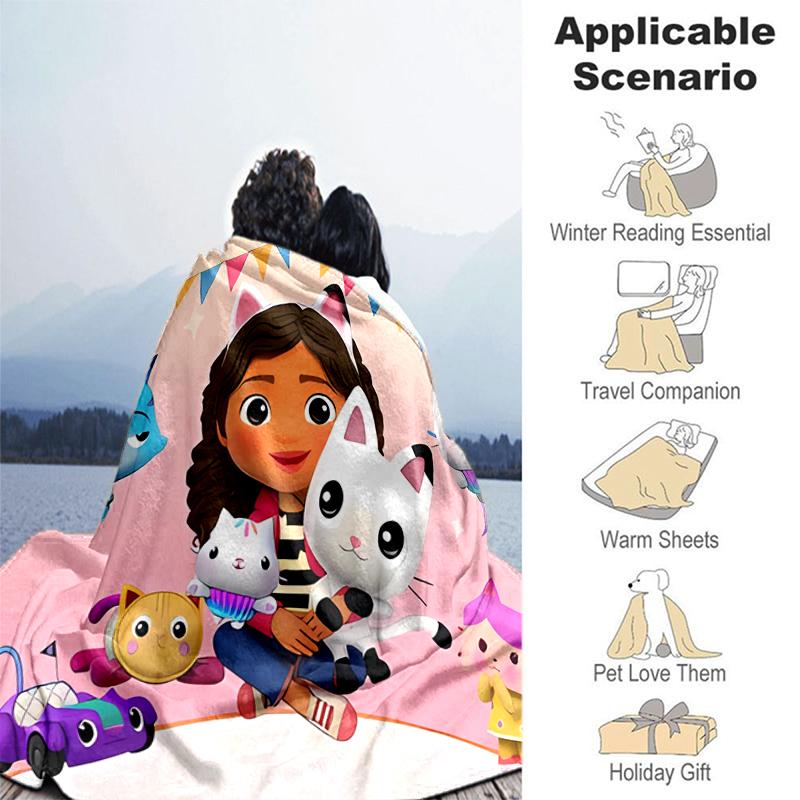 1pc Blanket Gabby's Dollhouse2 Print Design, Lightweight Blanket for Sofa, Bed- Soft &Warm, Gift for All Seasons like Christmas, Halloween