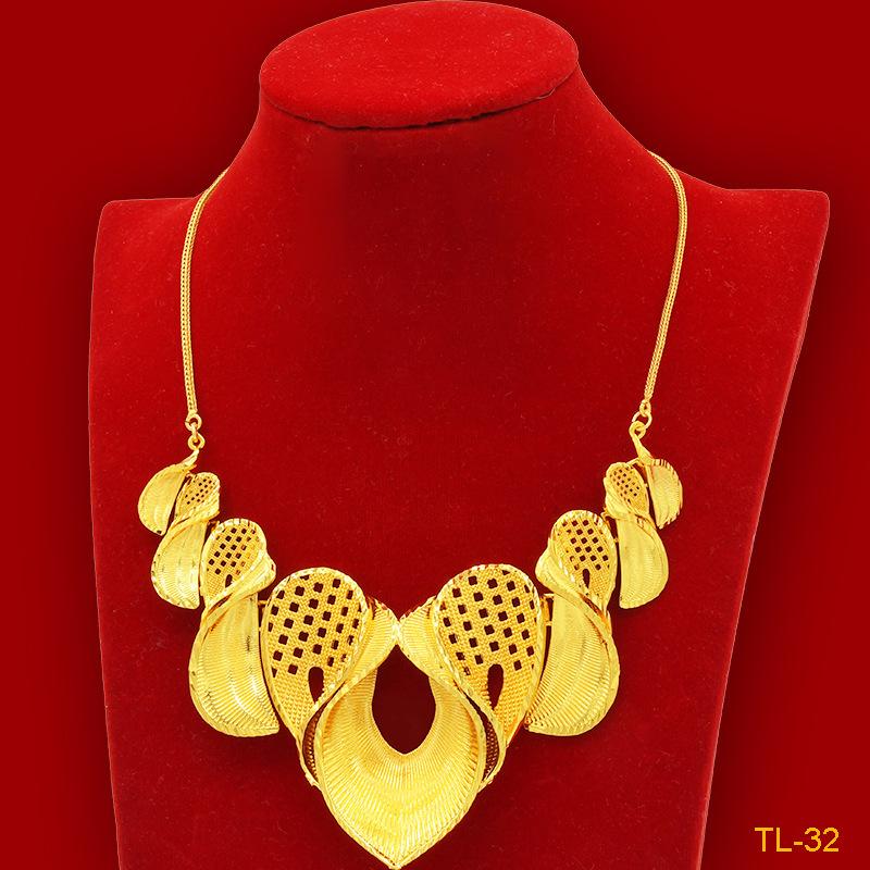 2026 Flower Necklace Earrings Set Dubai India Nigeria Gold Plated Ladies Wedding Jewelry