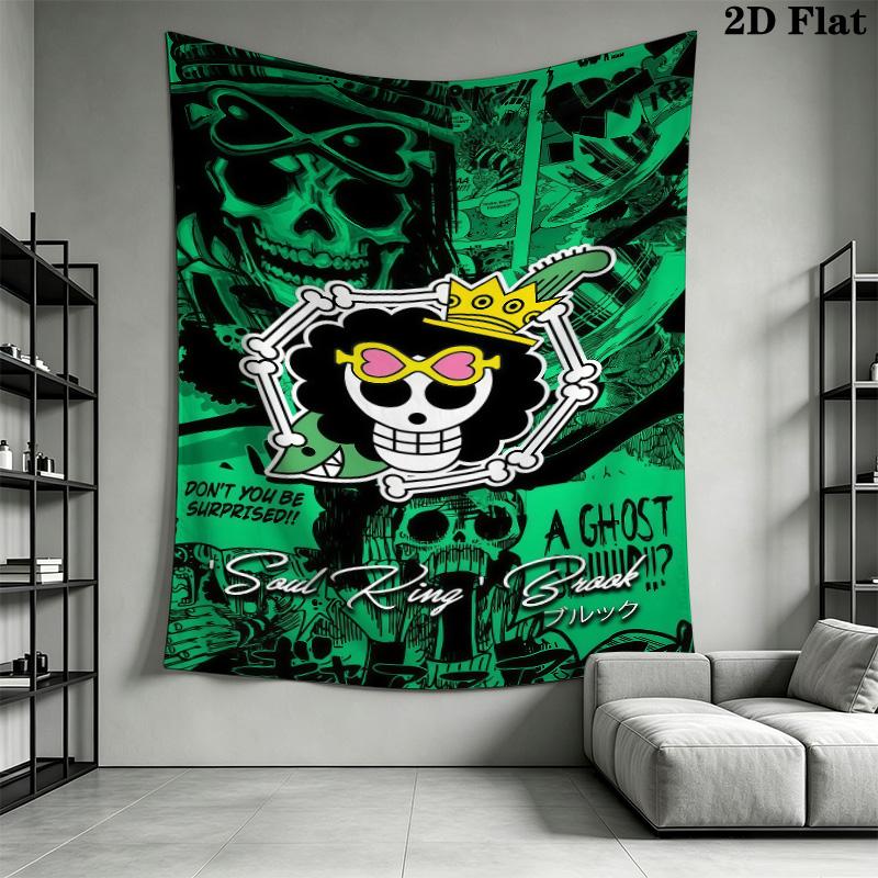 One Piece Straw Hat Pirates Wall Tapestry Aesthetic Wall Hanging Printed Fabric Blanket Decorative Tapestries For Bedroom Living Room Home Decor