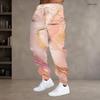 Men S Plus Size Blue Gold Printed Drawstring Waist Side Pockets Cuffed Ankle Jogger Pants
