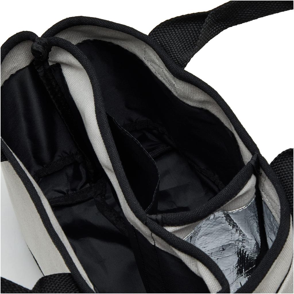 [Umbenennen] Mini-Canvas-Tragetasche für Damen und Herren, Isoliert, Kompakt, Perfekt für Pendeln, Schule und Golf, HellgrauSchwarz