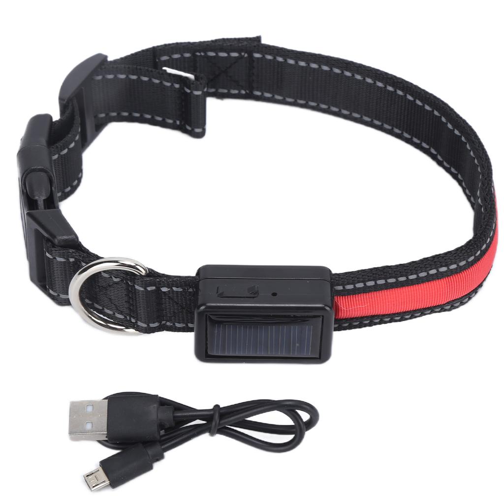 Obroża LED dla psa Ładowana przez USB Solarna Świecąca Obroża Regulowana Podświetlana Obroża dla Psów Dużych Średnich MałychL