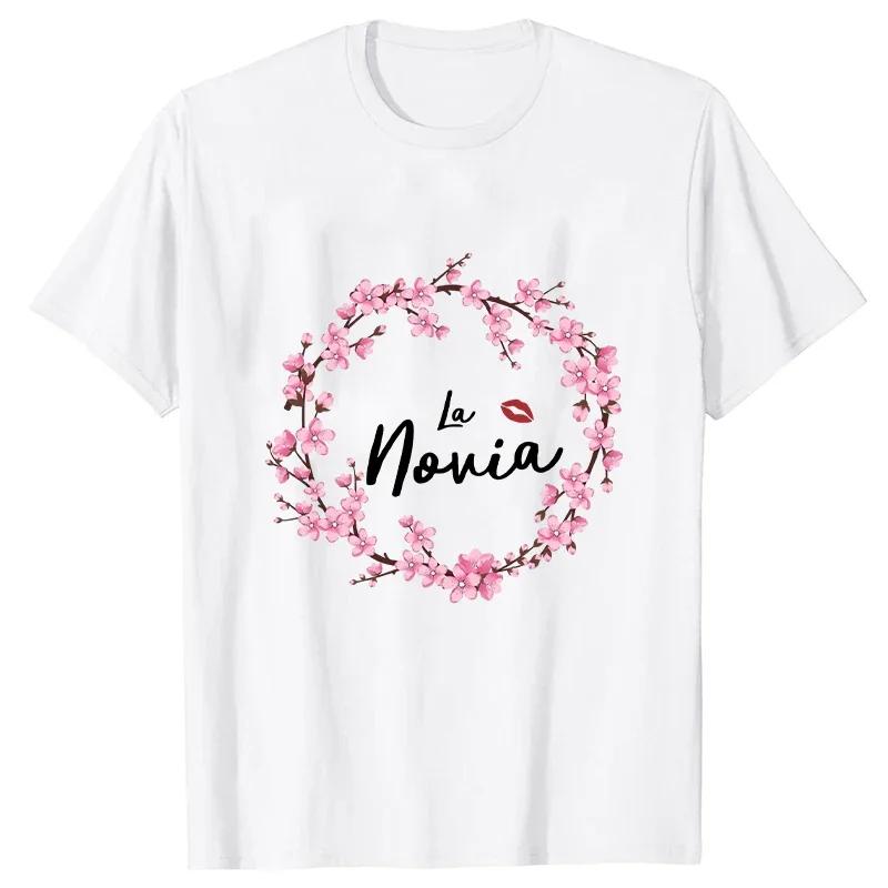 Spanish Team Bride Squad T-shirt Bachelorette Party Tshirt Bridal Wedding Future Bride To Be Tees Flowers Short Sleeved Tops