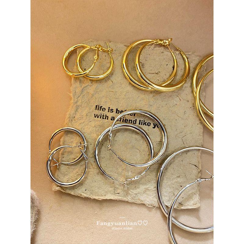 Square and round Face Tiancai ~ European and American Big Circle Earrings Women 2025 New Popular High-Grade Ear Ring Cold Style Earrings