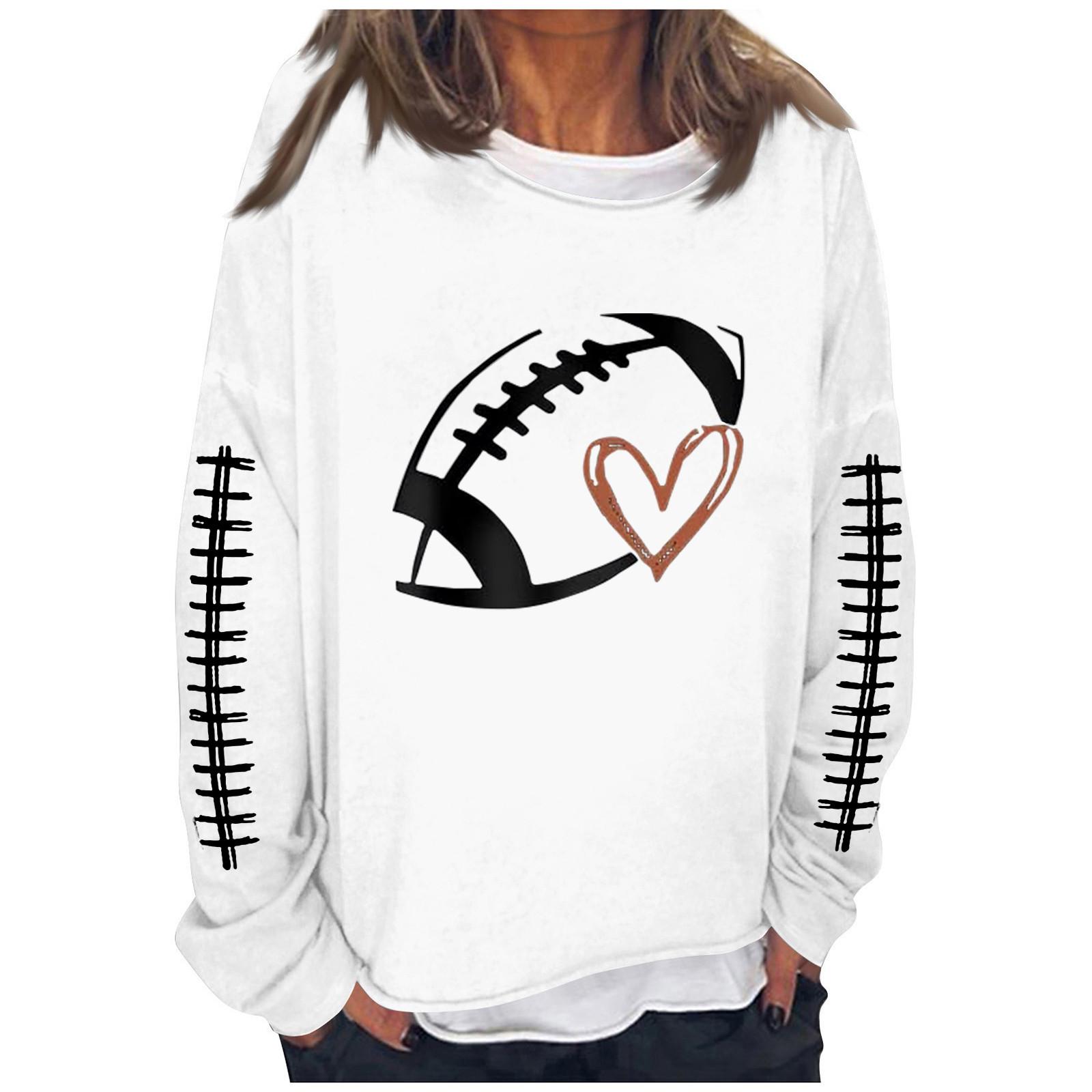 

Женская футбольная толстовка Game Day, милый забавный воскресный повседневный пуловер с длинными рукавами и круглым вырезом, топ XL белый