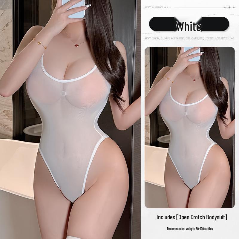 Sexy Goddess Transparent High Cut Fishnet Bodysuit - Open Crotch, Sleeveless, Perfect for Couples