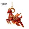 Holiday Party Hanging Decor Galloping Goat Ornament, 2D Flat Acrylic Pendant, New Year Lightweight Pendants Decoration for Christmas Tree, Mantel,