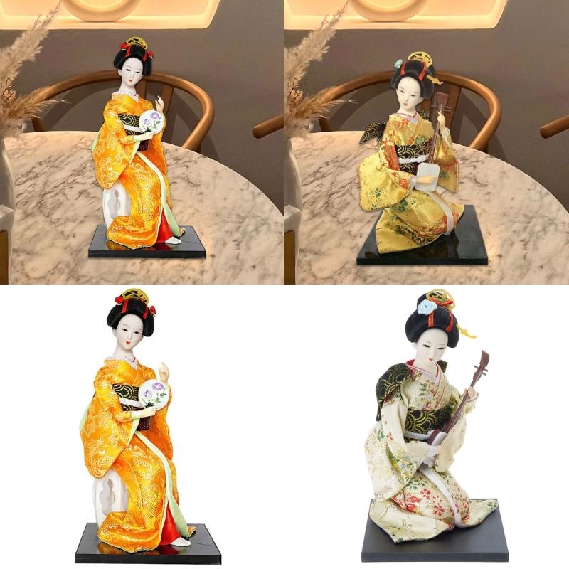 Bambole Geishe Giapponesi Decorative da 12 Pollici Figura Kimono per Decorazione Soggiorno e Ufficio O Regalo Culturale