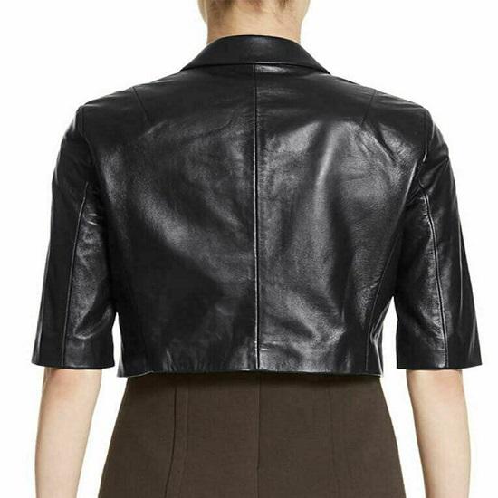 Noora Ladies & Women's Cropped Leather Blazer 100% Soft Sheepskin Slim Fit Fashion Stylish Blazer Celebrity Blazer Office Wear Blazer