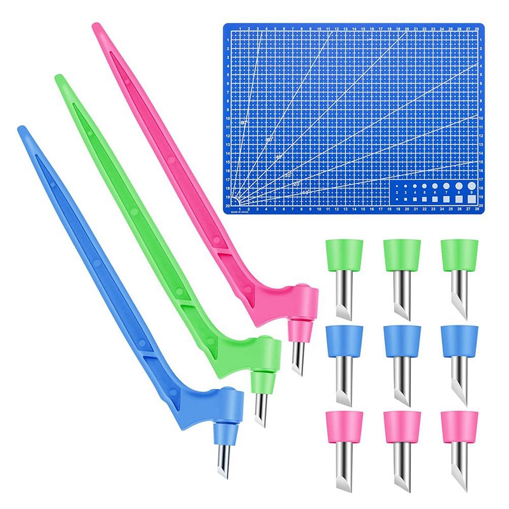 Rotary Blade Cutter Complete Craft Cutting Set With A4 Mat & 3-Blade ...