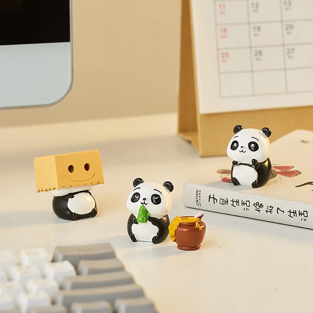 Umělecká kreslená figurka pandy Domácí obývací dekorace Stolní dekorace Narozeninový dárek Doplňky na pracovní stůl Roztomilá pryskyřičná zvířátka řemesla