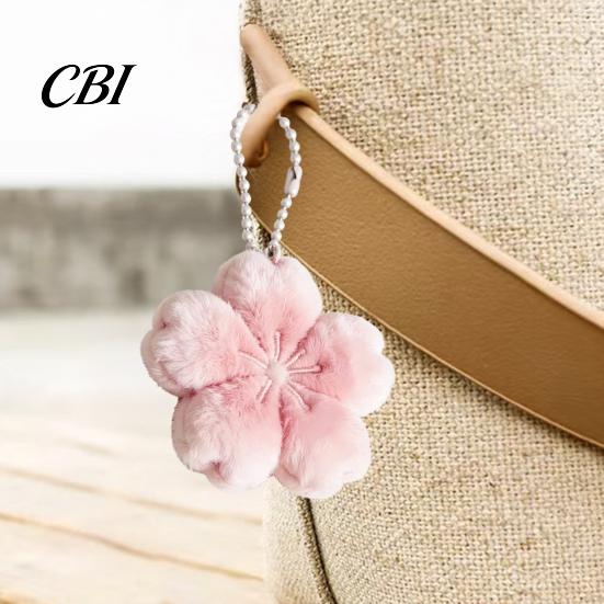 Tote Bag Keychain 1/2/3Pcs Pendant, Soft Plush Cherry Blossom Design Key Chain, Pink Floral Accessory Style Backpack Holder, Portable for Bags