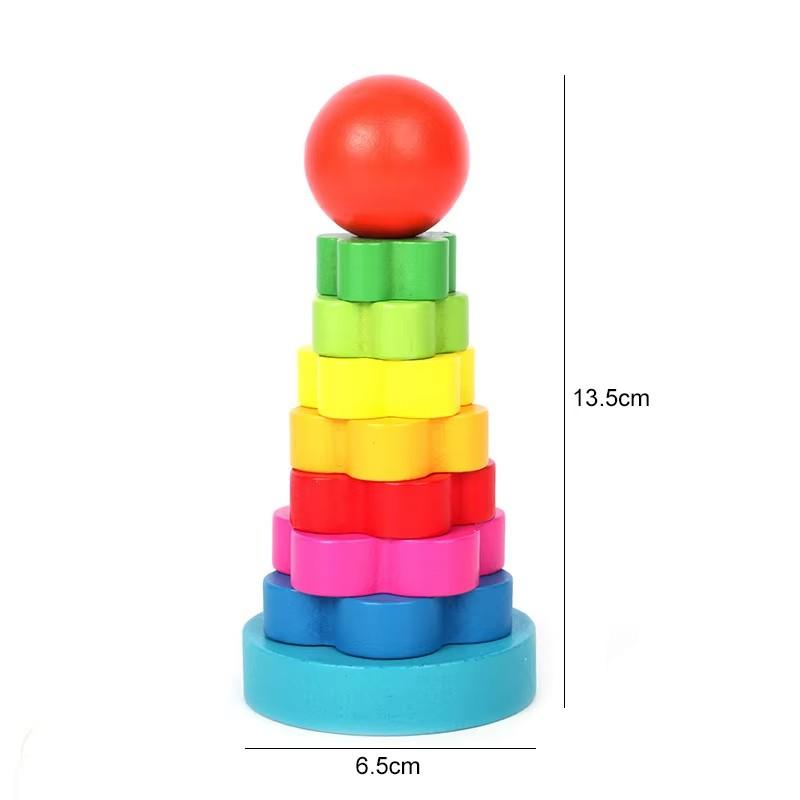 Children Wooden Toys Clock Rainbow Tower Caterpillar Around Beads Shape Matching Kids Montessori Early Education Toy TMZ