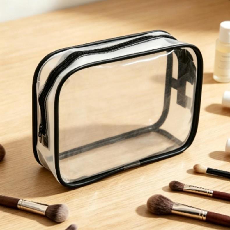 In-Stock Transparent PVC Makeup Tote: Dustproof, Portable Zipper Bag for Travel Toiletries & Daily Essentials