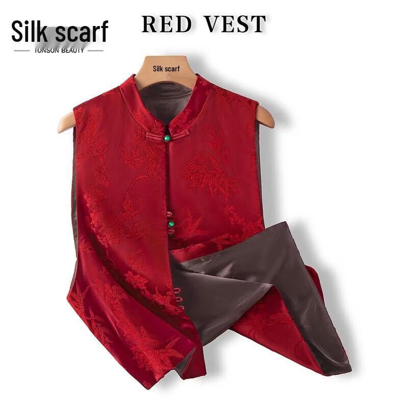 Sibaishe Women s Retro Stand-Collar Frog Button Vest L