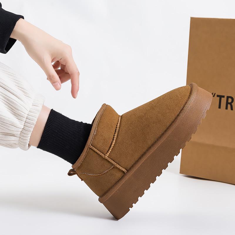 Women's Winter Warm Cotton Platform Snow Boots, Plus Velvet Ankle Boots, Non-Slip Versatile Style