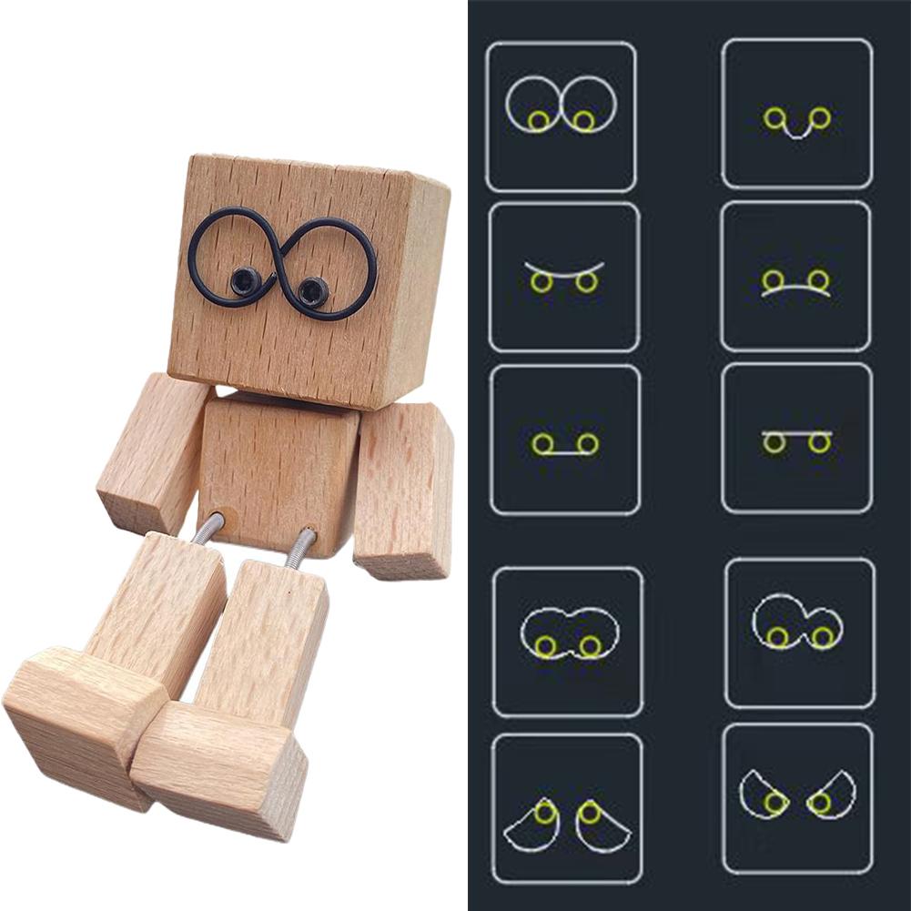1/2PCS Funny Shaking Wooden Man Figurine Dashboard Ornament,Shaking Feet Wooden Doll With Magnetic Expressions Car Decoration