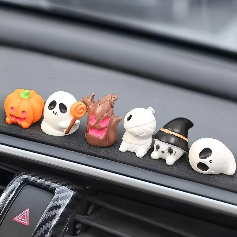 Halloween Creative Elf Car Ornaments Car Dashboard Center Console Pumpkin Ghost Mummy Ornament Car Interior Decor Accessories
