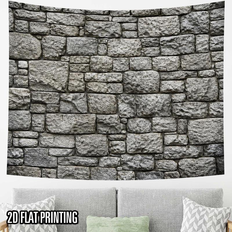 2D Flat, 1pc Horizontal Stone Wall Tapestry - Natural Rustic Stone Texture Suitable for Home Decor, Stone Wall Hanging for, Cultural Background Banner