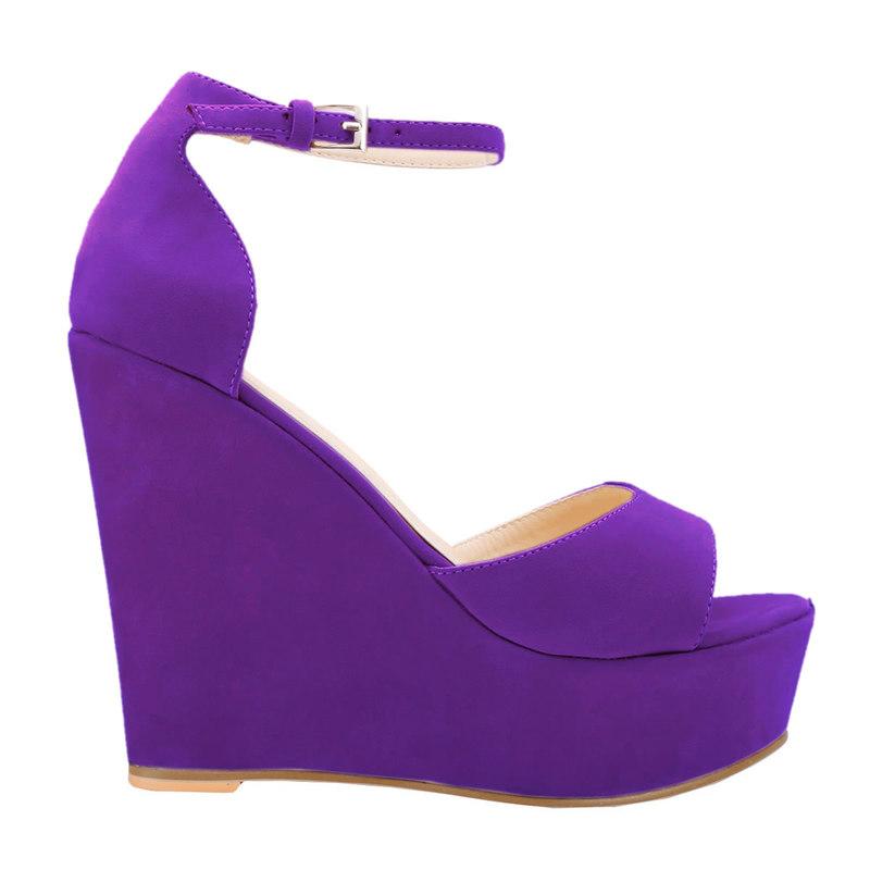 Women Sandals Sexy 12cm Peep Toe Ankle Strap Platform Wedge High Heels Sandals Party Red Wedding Dress Ladies Shoes