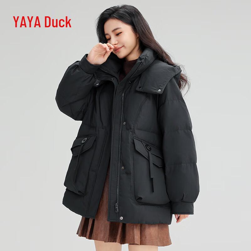 YAYA 2024 Women's Macaron Short Hooded Down Jacket