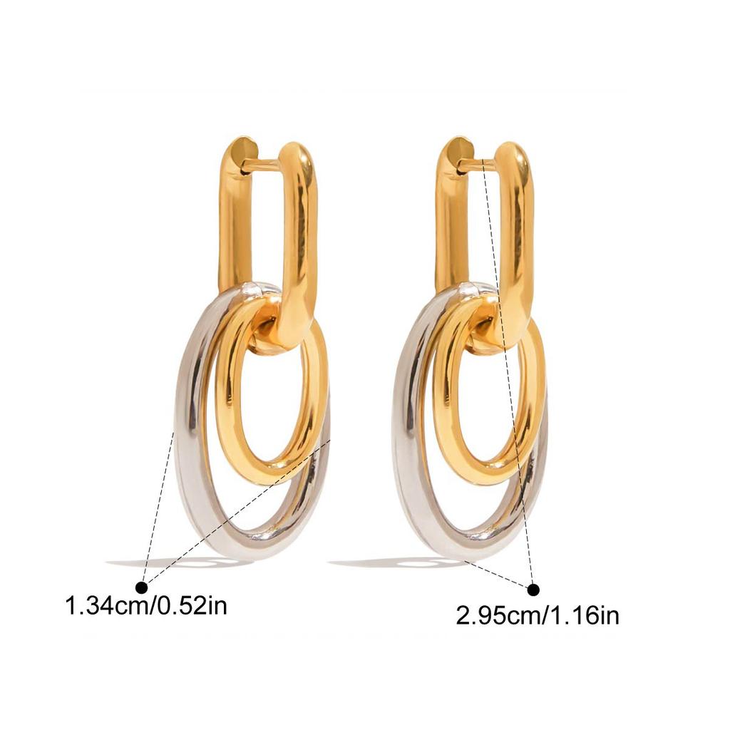 Yori Double Ring Hollow U-shaped Earrings High Quality Waterproof Fashion Daily Stainless Steel Dangle Jewelry for Women