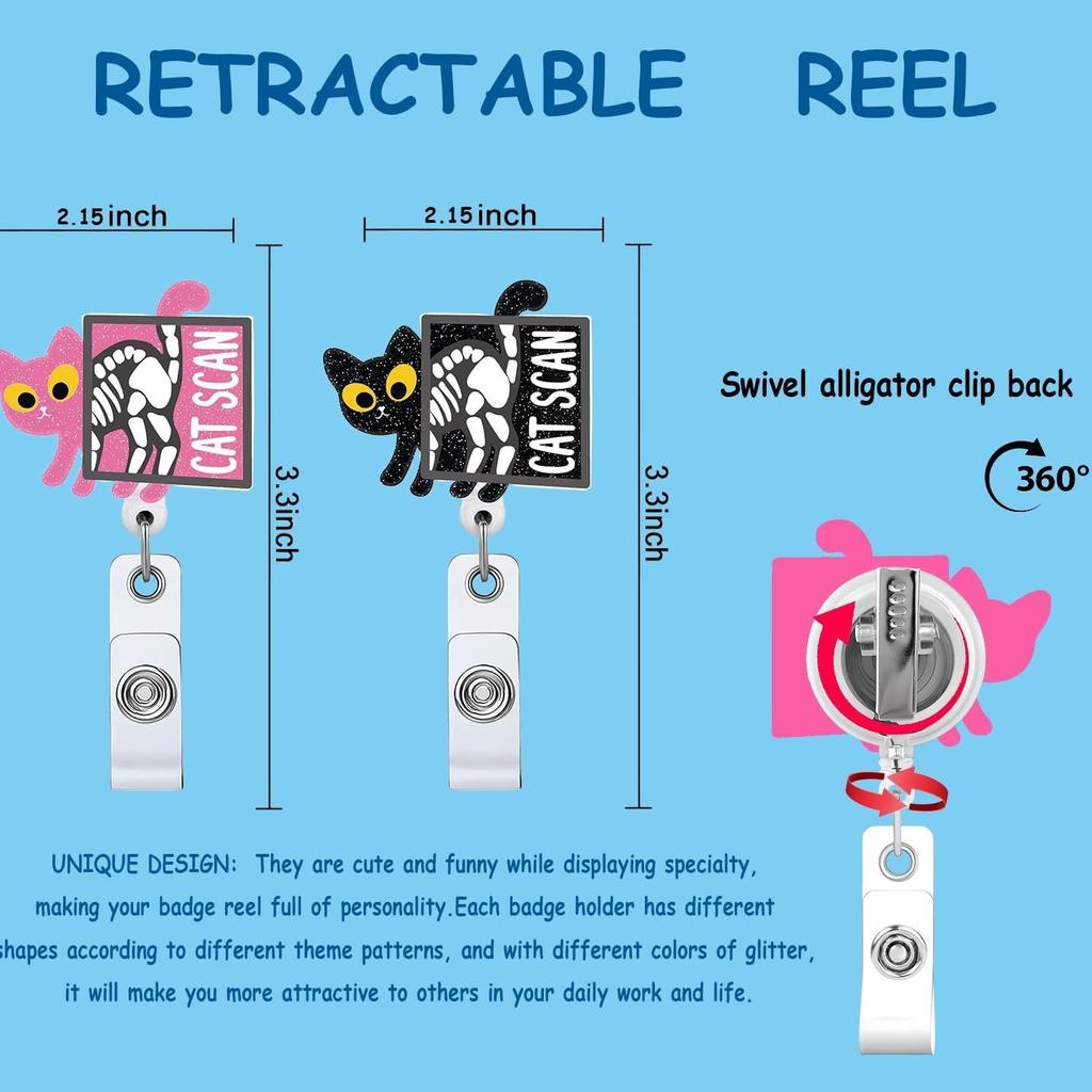 Glitter Acrylic Easy To Pull Badge Telescopic Buckle 360° Rotation Retractable Doctor Nurse Badge Reel Bottle Id Card Holder