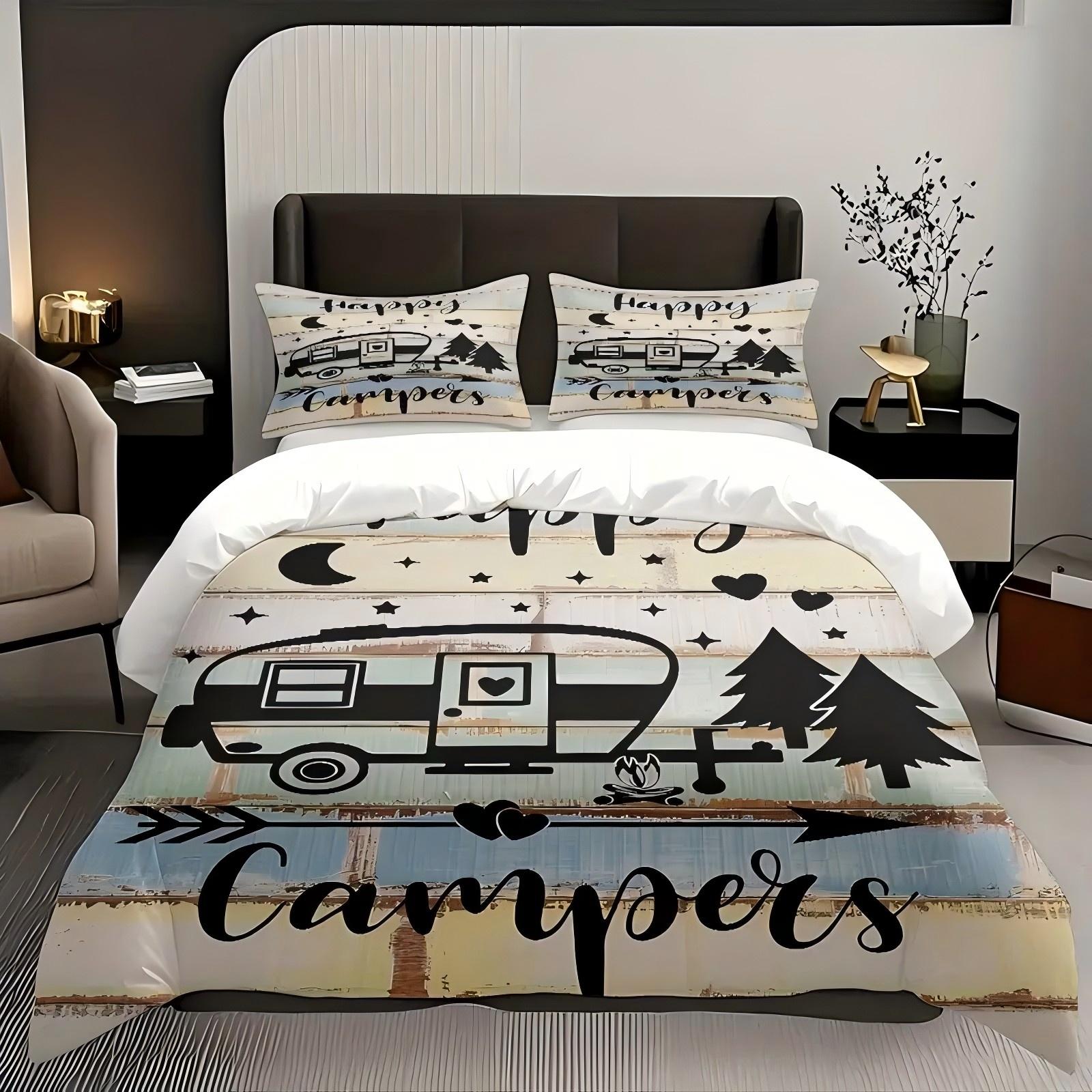 

Digital Printing Outdoor Camping Theme Pattern Bedding Cover Pillowcase Luxury Home Textiles Cartoon Car Camp Duvet Cover Sets 135x200cm 2pcs