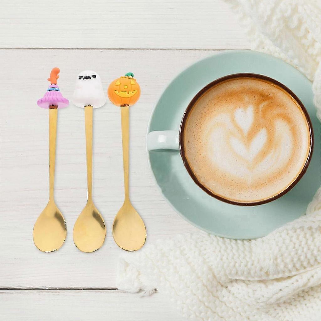 2026 Best!! Halloween Elements Spoon Dessert Scooping Golden Resin Material 6Pcs For Family Dining
