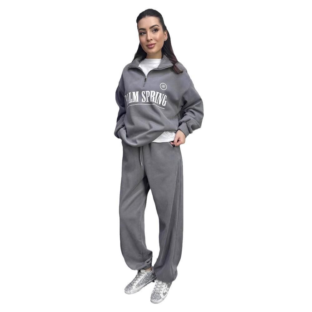 2024 Autumn Women's Fashion Print Casual Loose Sports Pants Two-Piece Set