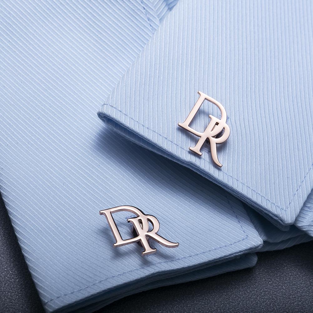 Custom Double-Letter Cufflinks for Men's French Shirts - Groom Wedding Accessory