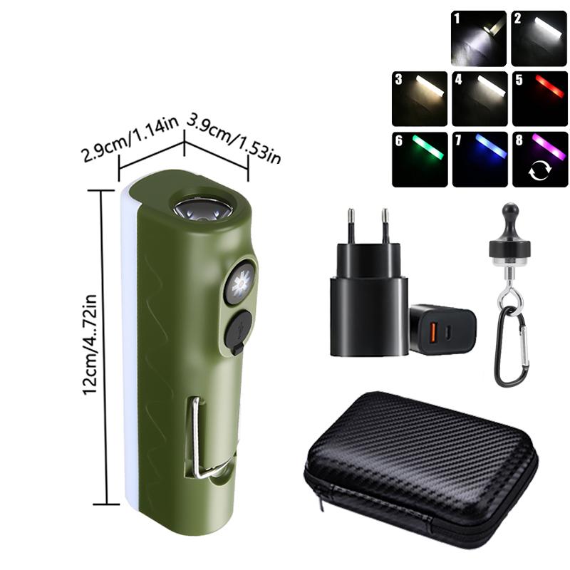 Outdoor LED Camping Lamp Built-in 2*18650 Rechargeable Torch RGB Atmosphere Lamp Portable Hook Tent Lamp Long Lasting Lantern