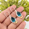 925 Sterling Silver Apatite Gemstone Jewelry Handmade Earrings 1.5" For Birthday EE-162-7