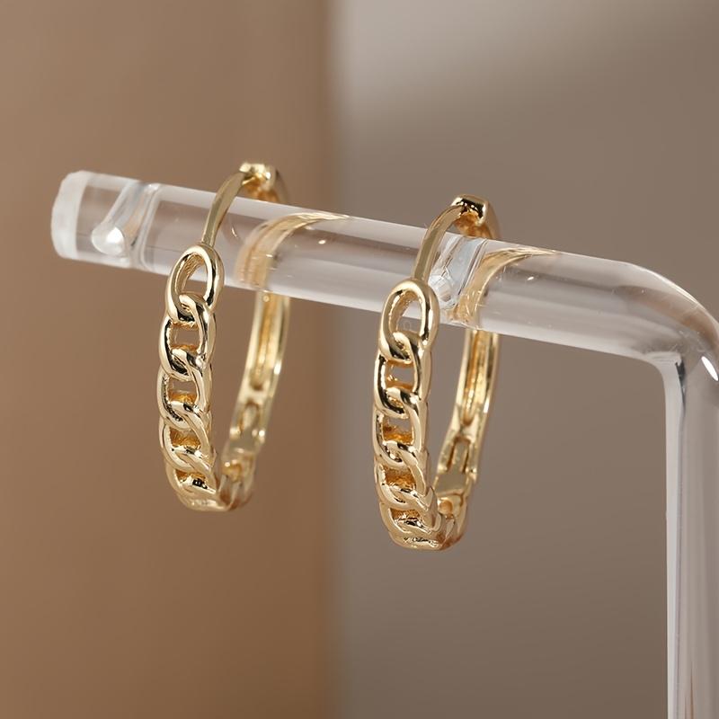 Curb Chain Twist Hoop Earrings for Women Gold Color Luxury Wedding Accessories Simple Fashion Party Daily Metal Jewelry