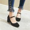 Girls Shoes New Women Pumps Solid Buckle Round Toe Lolita Shoes Square Heel Wedding Party Shoes Ladies High Heel Shoe Plus Size