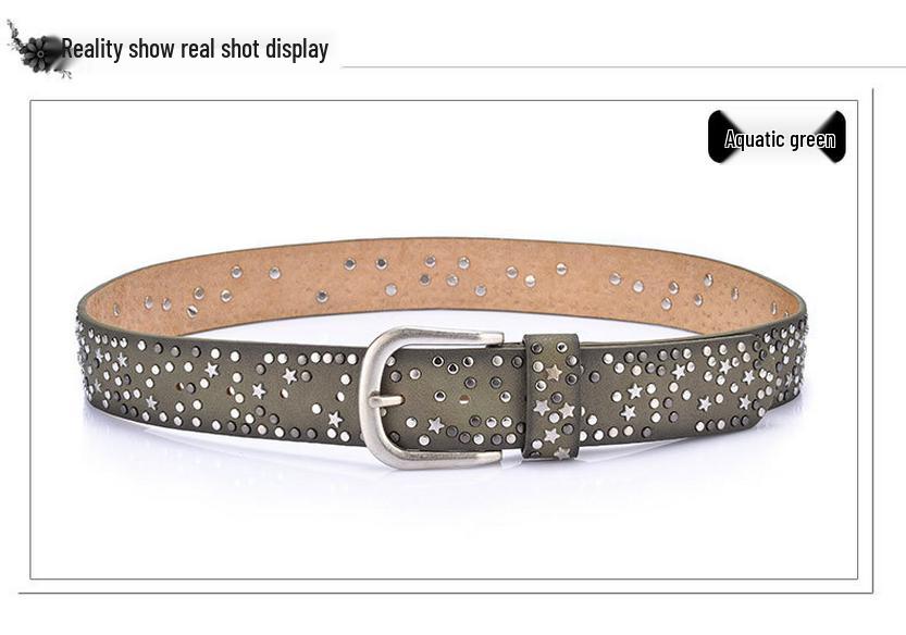 2021 Women's European Style Rivet Leather Waistband Jeans Belt