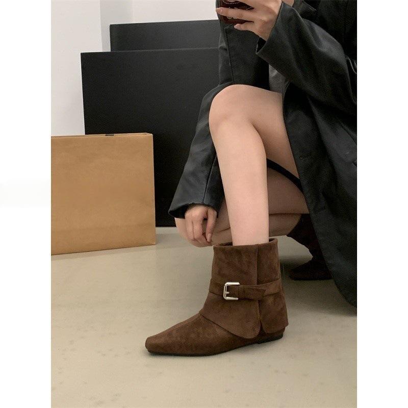 Vintage Maillard niche spitse korte laarzen skinny enkellaarsjes herfst Martin laarzen blote enkellaarsjes