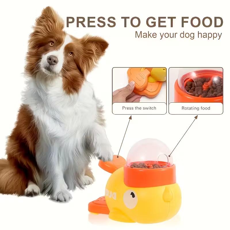 Interactive Dog Toy Pet Feeding Food Treat Dispenser Automatic Cartoon Duck Design Slow Food Pet Snack Feeder for Dog Training