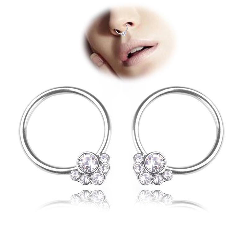 1Pair Surgical Steel Crystal Septum Nose Ring Segment Helix Tragus Ring Hoop ZJP 1Pair Surgical Steel Crystal Septum Nose Ring Segment Helix Tragus Ring Hoop ZJP