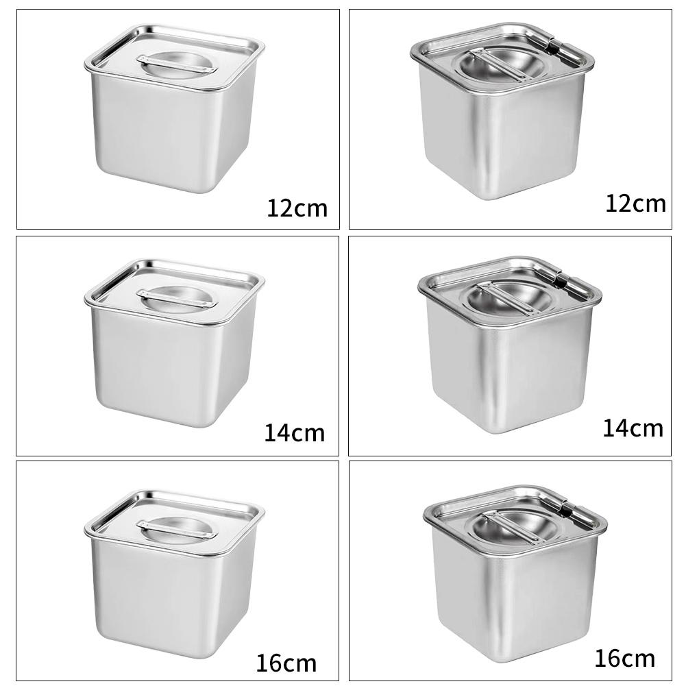 Square Basin Rectangle Tray Basin With Lid GN Pan Stainless Steel Food Pan Chafing Buffet Restaurant Milk Tea Shop Seasoning Box