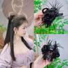Elegant High-End Black Camellia Feather Hair Claw Clip