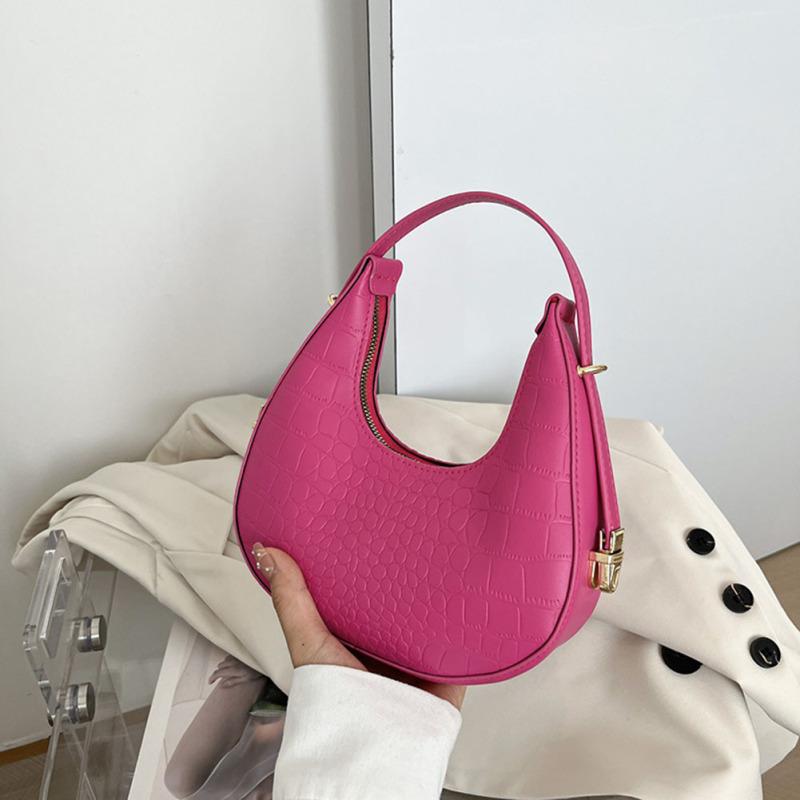 Shoulder Bags For Women Solid Color Trendy Simple Cute Tote Handbag With Zipper Closure