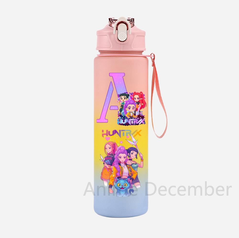 

Anime K-Pop Demon Hunters A-Z English Letter Printed Character Colorful Water Cup Demon Hunters Large Capacity Outdoor Drinking Bottle for Boy Girl