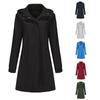 Womens Lightweight Waterproof Windbreaker Jacket Detachable Hood Solid Color Long Sleeve Casual Outerwear