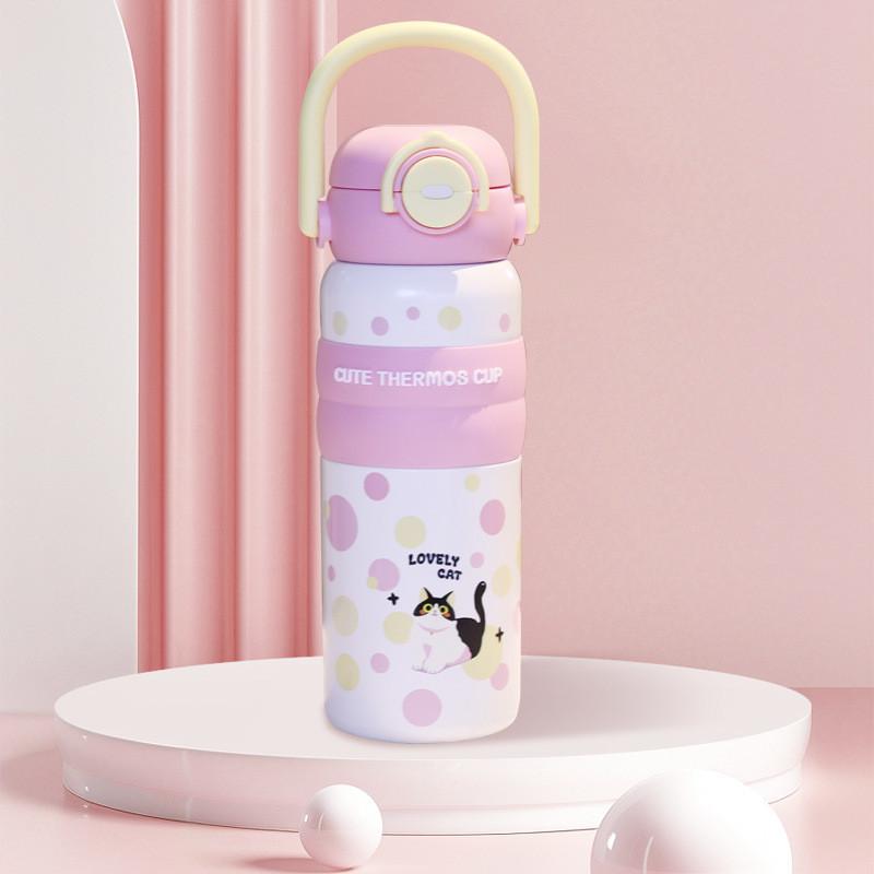 Starry Bear Travel Mug With Vacuum Insulation And Double Drinking Lid For Outdoor Use