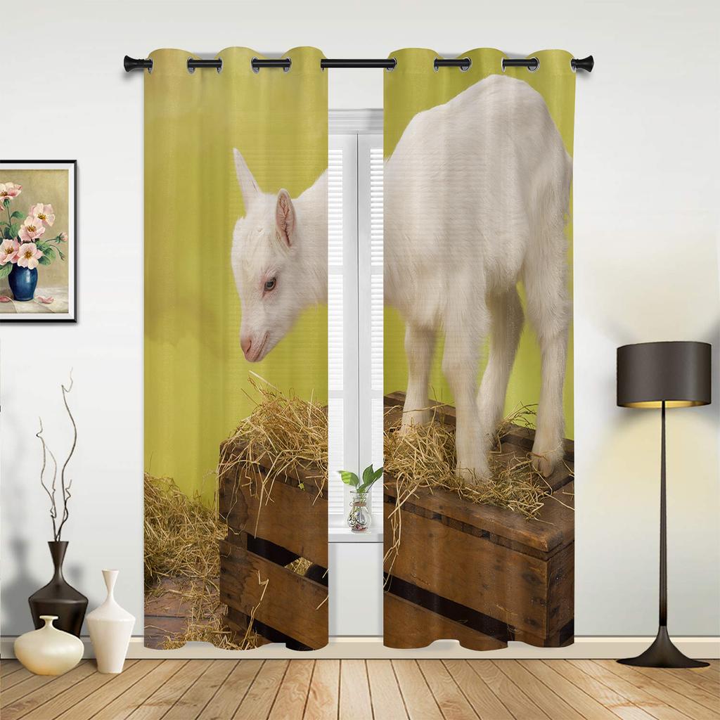 Zwierzę Koza Zasłona Okienna Sypialnia Pokój Dzienny Zasłony Okienne Dekoracja Kuchni Rolety Zasłona