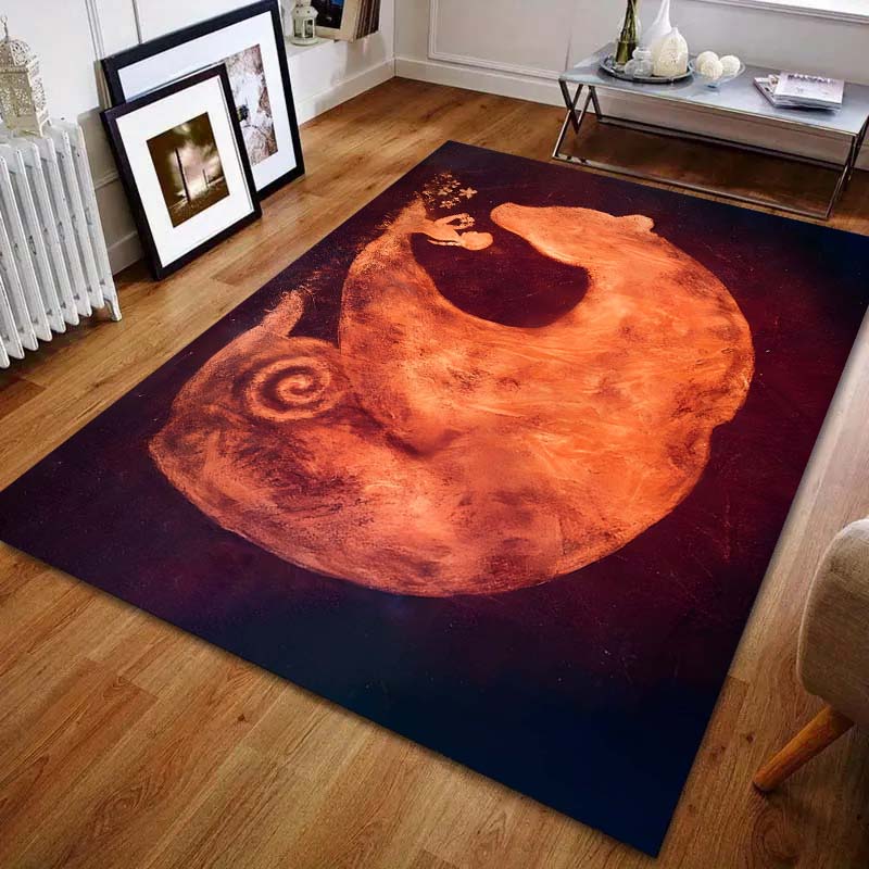1PC Bear and Girl Print Carpet for Bedroom Living Room Bedside Sofa Floor Mat Modern Home Decor Area Rug Luxury Gift