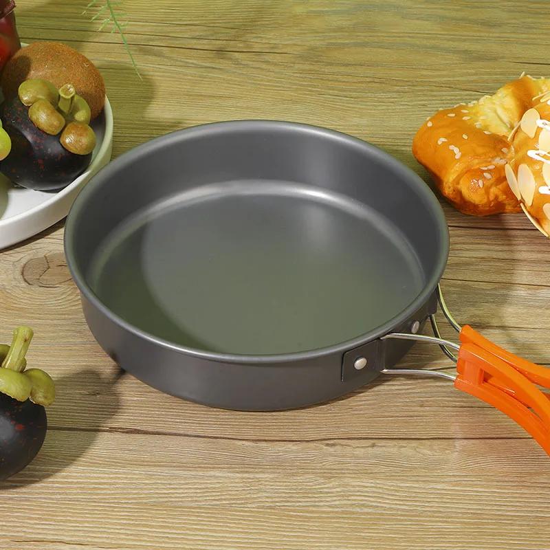 Outdoor Camping Cookware,Aluminum Alloy Cooking Set, Portable with Cooking Pot, Frying Pan Kettle, Plastic Bowl, Spoon, Dropship