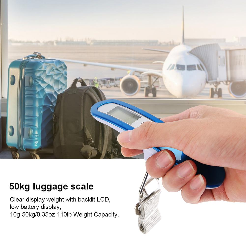 Electric Baggage Hanging Scale OCD 16 50kg 110lb with Kg Lb Oz G LCD DisplayBlue